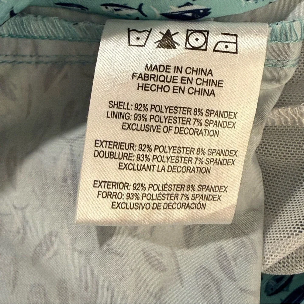Rainforest Mens Blue Tuna Fish Print Swim Trunks Board Shorts Mesh Lined Small